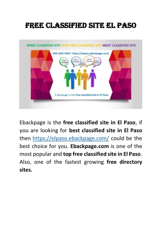 Free Classified Site | El Paso Ebackpage