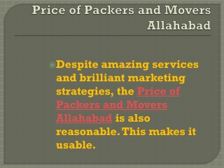 Price of Packers and Movers Allahabad