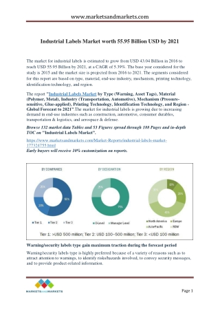 Industrial Labels Market worth 55.95 Billion USD by 2021