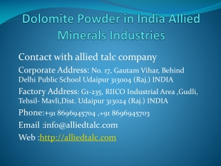 Dolomite Powder in India Allied Minerals Industries