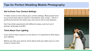Tips for Perfect Wedding Mobile Photography