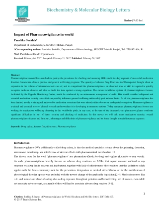 Impact of Pharmacovigilance in world