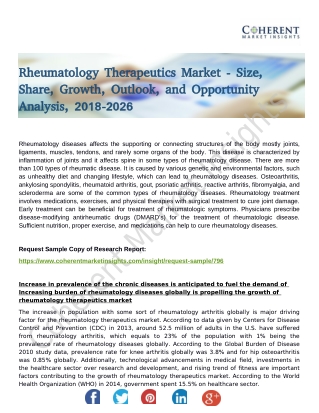 Rheumatology Therapeutics Market Headed for Growth and Global Expansion by 2026