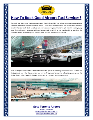 How To Book Good Airport Taxi Services?