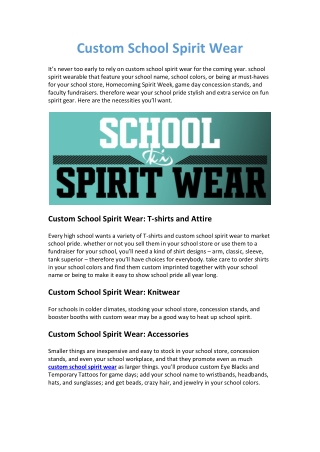 Custom School Spirit Wear