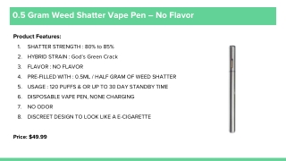 0.5 Gram Weed Shatter Vape Pen – No Flavor