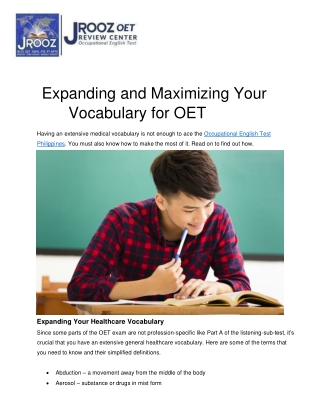 Expanding and Maximizing Your Vocabulary for OET