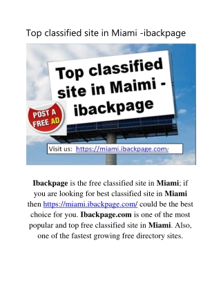 Top classified site in Miami -ibackpage