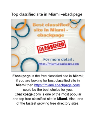 Top classified site in Miami -ebackpage