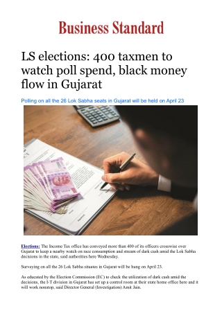 LS elections: 400 taxmen to watch poll spend, black money flow in Gujarat