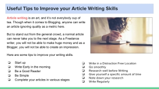 Useful Tips to Improve your Article Writing Skills
