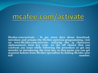 MCAFEE.COM/ACTIVATE- MCAFEE ANTIVIRUS FOR PC