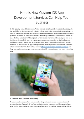 Here is How Custom iOS App Development Services Can Help Your Business