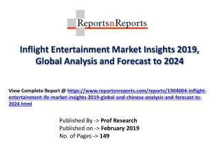 Inflight Entertainment Industry 2024 Forecasts for Global Regions by Applications & Manufacturing Technology