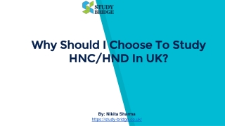 HNC And HND Diploma Course In U.K