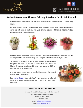 Online International Flowers Delivery: Interflora Pacific Unit Limited