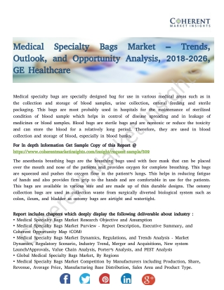 Medical Specialty Bags Market – Trends, Outlook, and Opportunity Analysis, 2018-2026