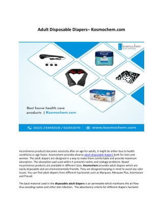 Adult Disposable Diapers– Kosmochem.com