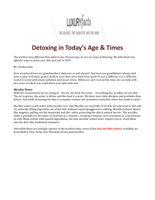 Detoxing in Today’s Age & Times