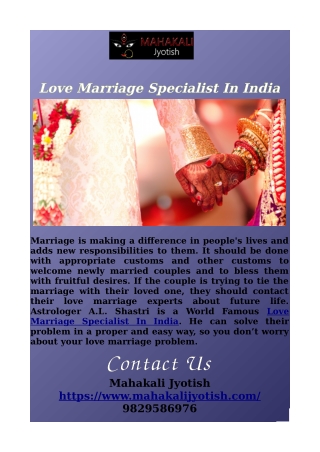 Love Marriage Specialist In India