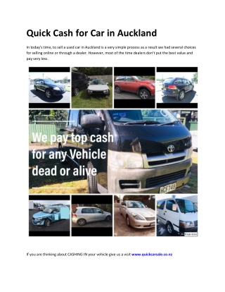 Quick Cash for Car in Auckland