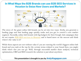 In What Ways the B2B Brands can use B2B SEO Services in Houston to Seize New Users and Markets?