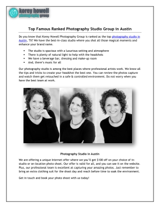Top Famous Ranked Photography Studio Group in Austin