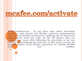 MCAFEE.COM/ACTIVATE-MCAFEE ANTIVIRUS ACTIVATION