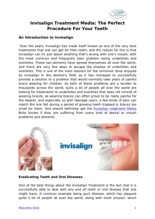 Invisalign Treatment Media: The Perfect Procedure For Your Teeth