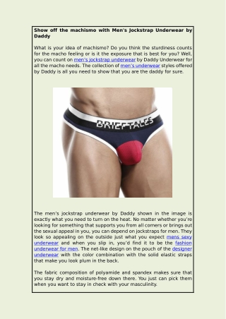 Show off the machismo with Men’s Jockstrap Underwear by Daddy