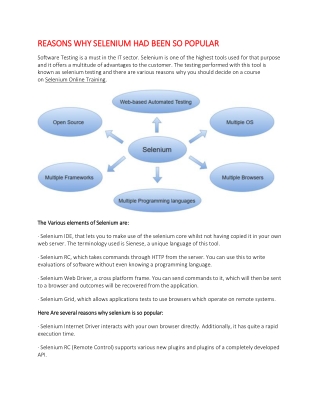 REASONS WHY SELENIUM HAD BEEN SO POPULAR
