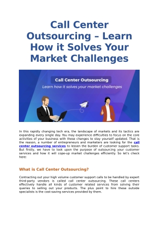 Call Center Outsourcing – Learn How it Solves Your Market Challenges