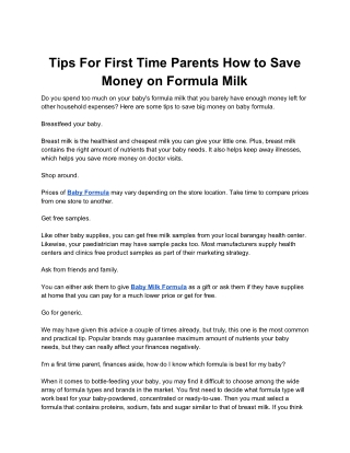 Tips For First Time Parents How to Save Money on Formula Milk