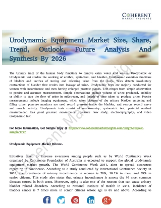 Urodynamic Equipment Market to Boost Growth Forecast to 2026