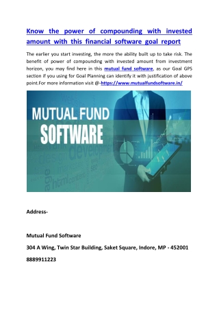 Know the power of compounding with invested amount with this financial software goal report