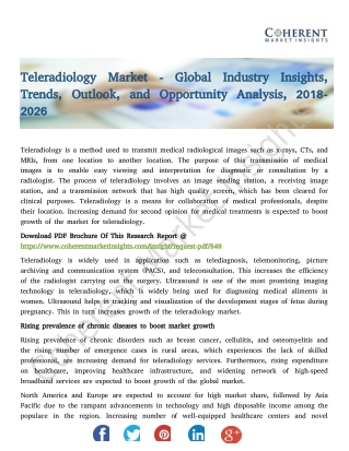 Teleradiology Market - Global Industry Insights, Trends, Outlook, and Opportunity Analysis, 2018-2026