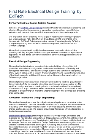 First Rate Electrical Design Training by ExlTech