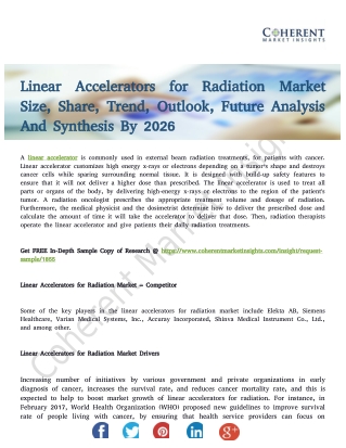 Linear Accelerators for Radiation Market to Register Steady Expansion during 2018-2026