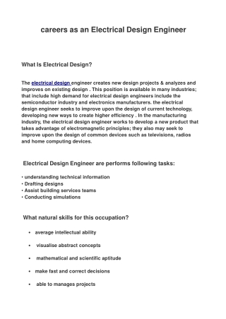 careers as an Electrical Design Engineer