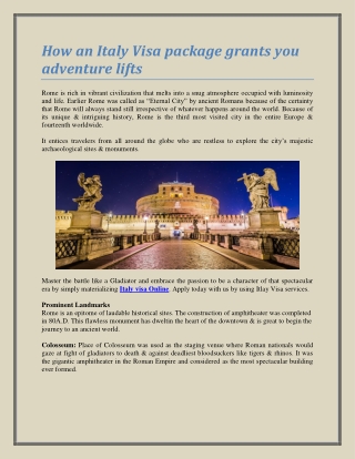 How an Italy Visa package grants you adventure lifts