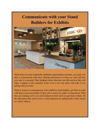 Communicate with your Stand Builders for Exhibits