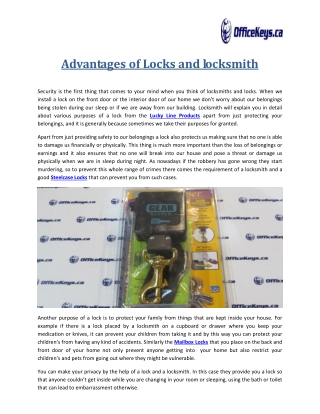 Advantages of Locks and locksmith