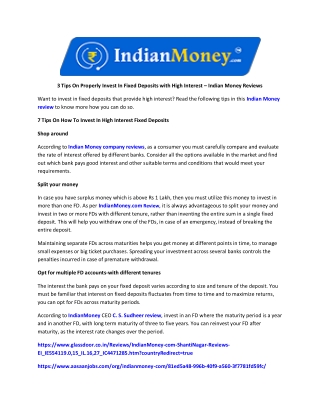3 Tips On Properly Invest In Fixed Deposits with High Interest – Indian Money Reviews