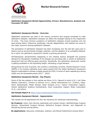 Ophthalmic equipment market 2019