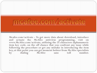 MCAFEE.COM/ACTIVATE- ANTIVIRUS OF MCAFEE