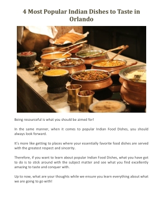 4 Most Popular Indian Dishes to Taste in Orlando