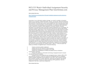 HCS 533 Week 4 Individual Assignment Security and Privacy Management Plan//tutorfortune.com