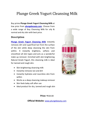 Plunge Greek Yogurt Cleansing Milk