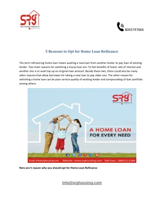 5 Reasons to Opt for Home Loan Refinance