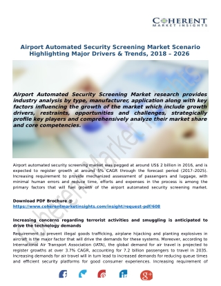 Airport Automated Security Screening Market Scenario Highlighting Major Drivers & Trends, 2018 – 2026